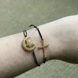 Adjustable rope bracelets black and gold.